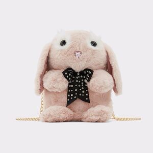 Aldo Merith pink plush bunny crossbody purse bag  studded black bow cute kawaii